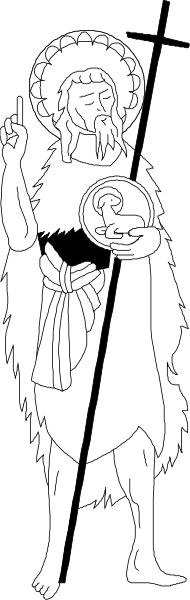 The black and white illustration shows a figure that appears to be an angel with wings holding two books; it is standing in front of another humanoid character who seems to have long hair and beard, possibly representing Jesus Christ based on traditional depictions.