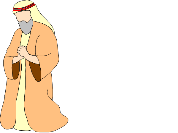The image shows two animated characters dressed as prophets with beards; both have their hands clasped together in front of them while standing against a dark background.