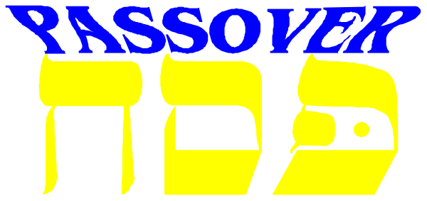 The text "PASSOVER" with a yellow background on top of an orange rectangle is visible atop another rectangular image that contains blue lettering reading "JEWISH LIFE."