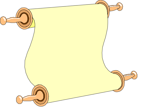 The image shows a roll of paper with two metal spools attached to it on either end, suggesting that this is an illustration of a scroll used for writing purposes in ancient times before modern technology like pens were invented.