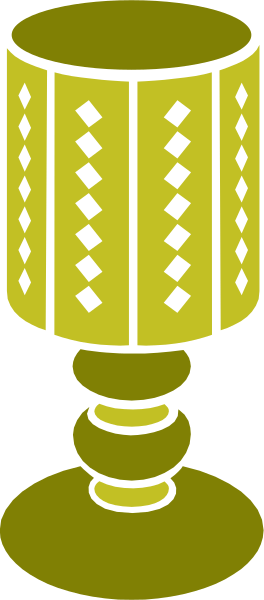 The image shows a yellow candle holder with multiple candles inside it placed on top of what appears to be an object that resembles a small table against a gray background.