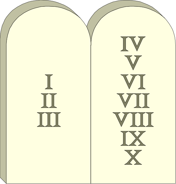 The image shows a set of two open books with pages displaying Roman numerals from I to XVI on each page respectively; one book is shown in full while another appears partially obscured by an overlay graphic, and both have decorative borders at their top edges that resemble stone or metalwork.