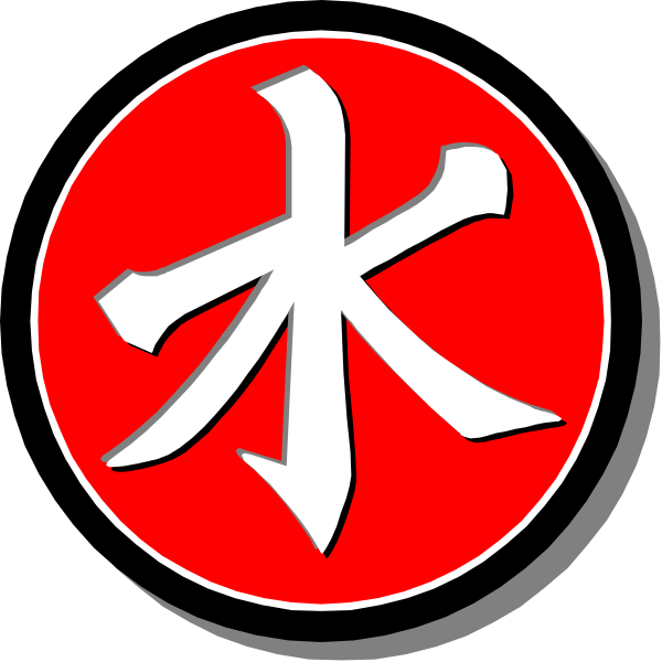 The logo of a martial arts organization with red background featuring white stylized characters that resemble Chinese scripture within an emblem-like design on left side.