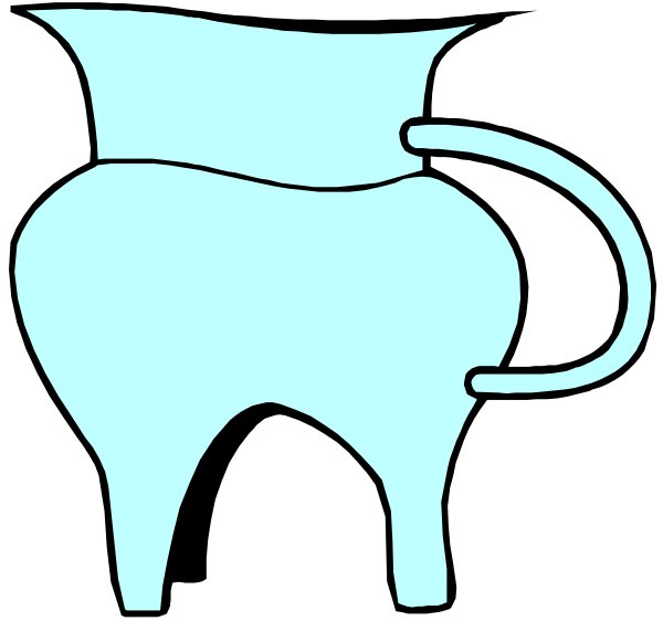 The image shows a blue vase with two handles on either side of it against a black background.