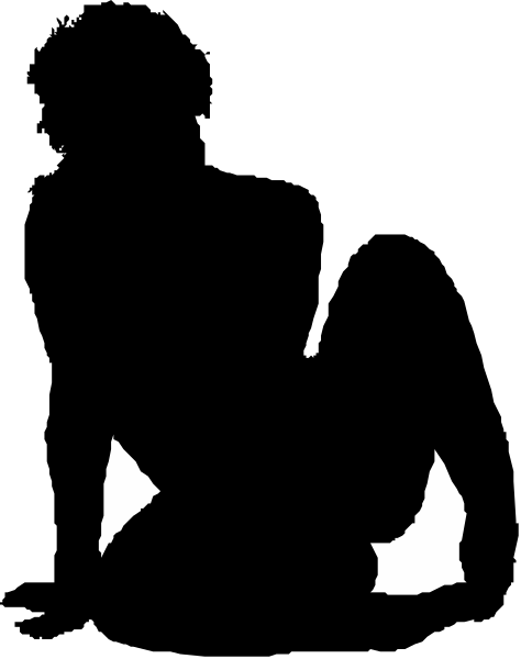 The image shows a black silhouette of an object with multiple shapes on it against a white background.