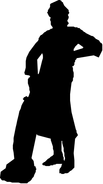 The image shows a black silhouette of an animal standing on its hind legs against two different backgrounds: dark gray for one half and light brown for another.