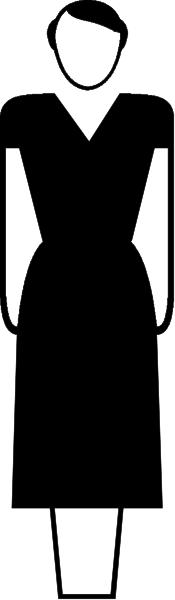 The image shows a black and white silhouette of an adult human figure standing against what appears to be a wall with another smaller silhouetted person on it.