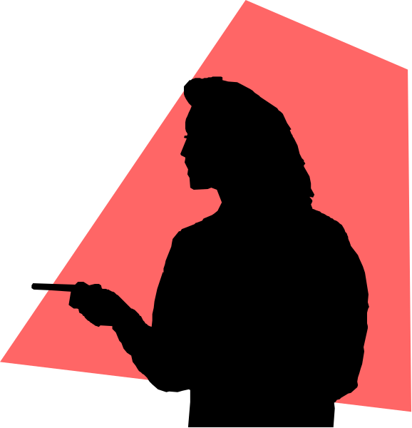 The image shows a split screen with two different scenes: on top, there is an illustration of a person holding what appears to be a smartphone in their hand; below that scene, another depicts someone sitting at a desk and looking downward while using a computer or tablet device. Both images are stylized clip-art representations rather than realistic photographs.