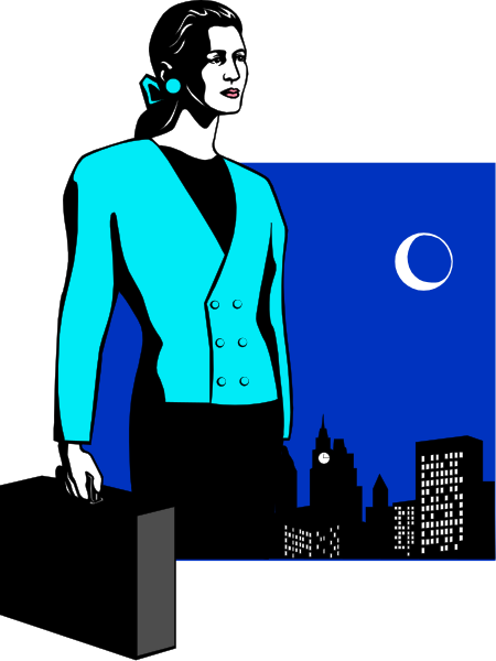 The image shows a stylized illustration of an animated character standing on top of what appears to be a building at night with city lights in the background under a dark sky; there is also a crescent moon and stars visible, suggesting it's evening or early morning.