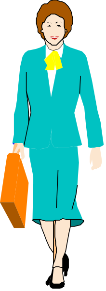 The image shows a woman walking down an alleyway with her handbag on her shoulder; she is wearing heels and carrying papers in one of them.