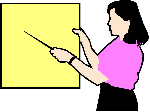 The image shows a cartoon of an adult woman holding a conductor's baton while standing next to what appears to be a podium with music sheets on it in front of her; she is wearing pink and black clothing, suggesting that this might represent a scene from classical or symphonic performance.