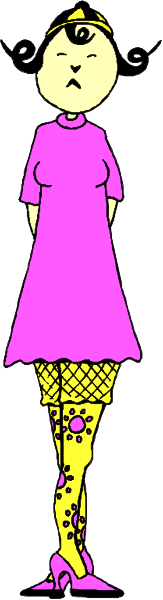 The image shows a cartoon of an animated character standing next to another figure that appears as a woman wearing fishnet stockings; both characters have exaggerated features typical in clip-art illustrations.