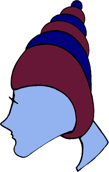 The image shows a stylized illustration of an African American woman's head with braided hair wearing what appears to be a blue hat adorned with red stripes on top; she is looking down and has her eyes closed, giving off a serene or contemplative vibe against the backdrop of white.