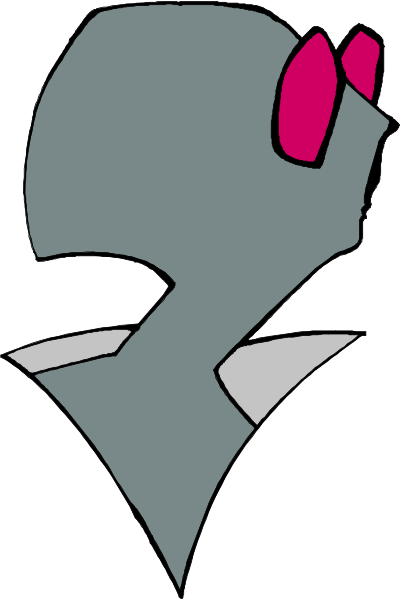 The image shows a cartoon of an animal with pink ears peeking out from behind what appears to be another object that has been partially obscured by it.