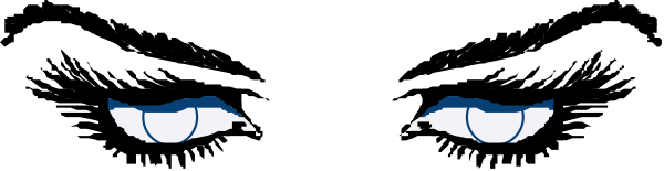 The image shows a close up of two eyes with blue irises peeking out from behind what appears to be an object that resembles a black mask covering most of their face; there is no text present in this clip-art image, and it does not depict any actions or setting beyond the immediate focus on these eyes.
