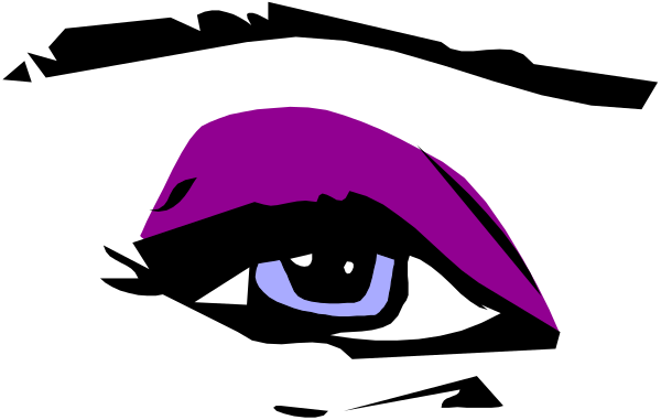 The image shows a purple eye with an iris pattern against a black background.