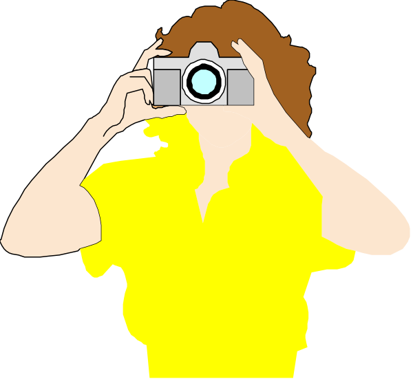 The image shows a person taking two photographs with their camera while standing outdoors during daylight hours.