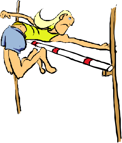 The image shows a cartoon of an athlete on bars with chalk marks above them; she is wearing blue shorts and has blonde hair tied back in a ponytail.