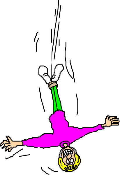 The image shows a person falling down with their arms outstretched against a black background; there is no other discernible content in this small clip-art picture.