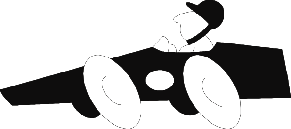 The black and white silhouette of a person riding on top of an animal with two legs extended outward to either side.