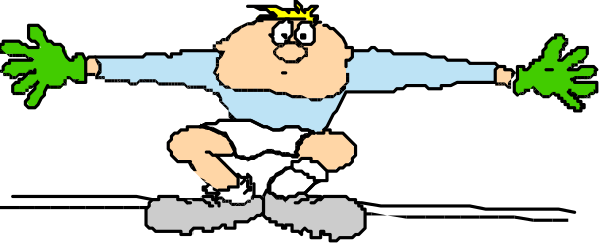 The image shows a cartoon of an animated character with arms outstretched as if flying through midair against a black background.