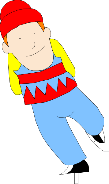 The image shows a cartoon of an adult male character with red hair wearing blue overalls standing against a black background; he is holding his hands behind him as if leaning forward slightly while looking to one side.
