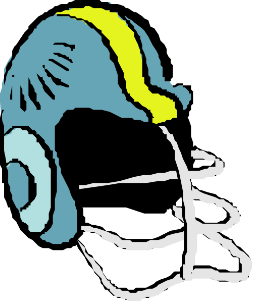The image shows a cartoon helmet with blue coloring on it against a black background.