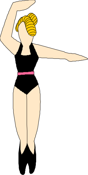 The image shows a cartoon of an athlete performing gymnastics on what appears to be a balance beam with their arms outstretched for balance in front of them.