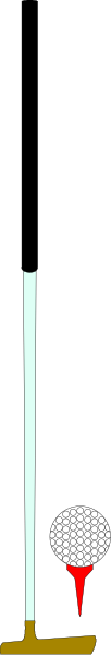 The image shows a gray background with two golf balls on tees at different heights against what appears to be an abstract representation of grass in shades of green near them.