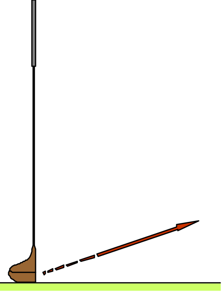 The image shows a black silhouette of an object with two visible parts: at the top is what appears to be a small red line pointing upwards towards something unseen in the upper right corner; below it, there's another smaller element that looks like a horizontal bar or rod extending outward.