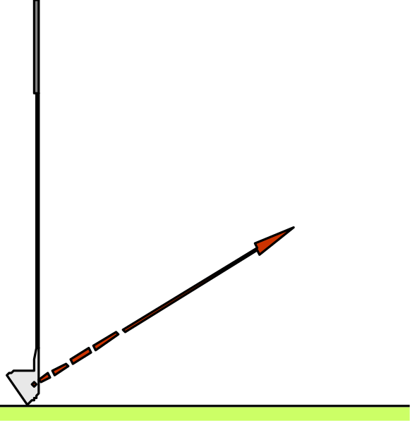 The image shows a sequence of three snapshots from an animation: 1) A black screen with two red lines pointing upwards; 2) An orange line extending downward on top of another green horizontal line, both against a dark background; and 3) Two yellow rectangles connected by a thin white line. The style is minimalistic and abstract. There are no objects or actions depicted in this image as it appears to be an animation sequence rather than depicting real-world content. No people or animals can be identified from the given information, so they cannot be described here.