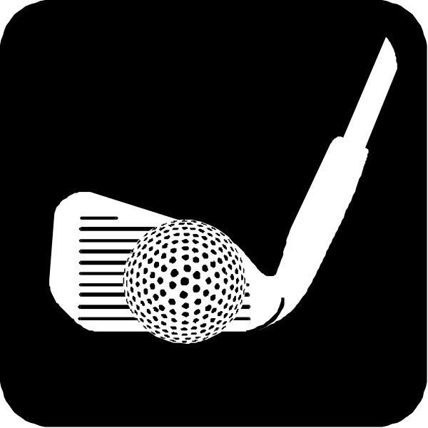 The black and white silhouette of a golf club with an attached microphone on top against a dark background.