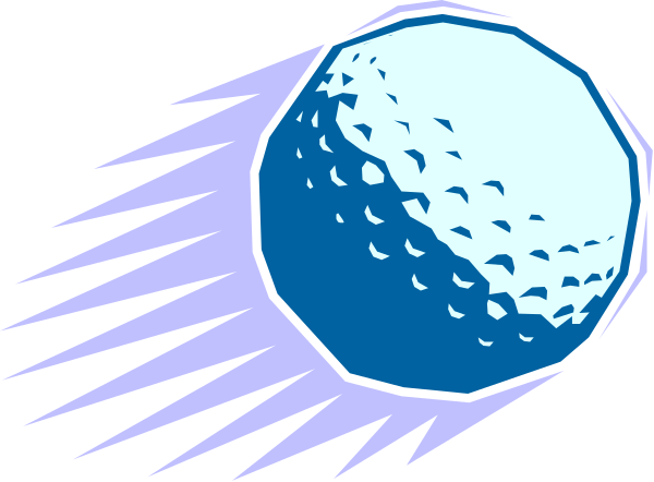 The image shows a golf ball with clubs around it against an abstract background that resembles motion lines suggesting speed or movement.