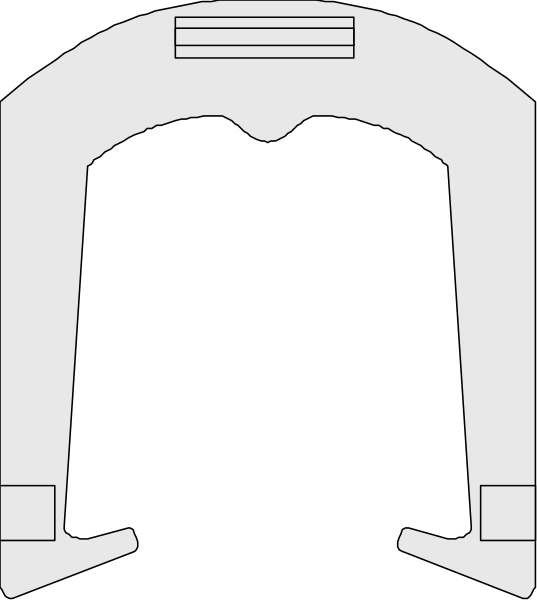 The image shows a black silhouette of an iconic character's head on what appears to be a train car door with windows around it against a white background.