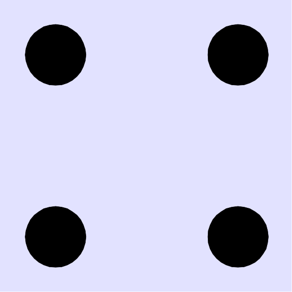 The image shows a black dot pattern on a white background with no additional context provided about what is depicted beyond dots arranged in four rows of three circles each.