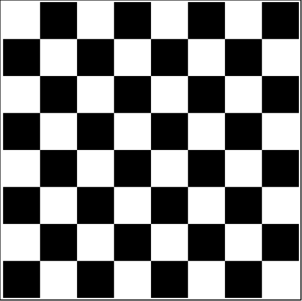 The checkered pattern of a chessboard with alternating black squares on white backgrounds is shown here.