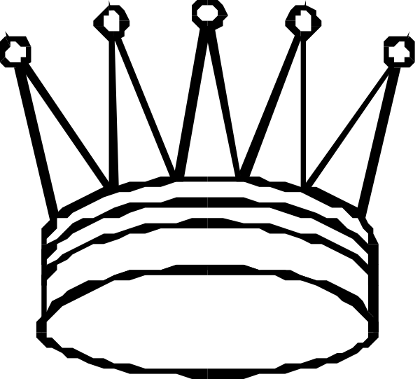 The black and white logo features a crown with rays emanating from it atop what appears to be an oval object resembling a shield or badge below it.