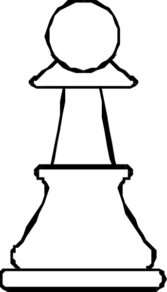 The black and white logo of a chess piece on top of another with both pieces facing upwards against a dark background.