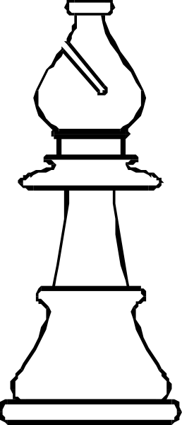 The black and white silhouette of a chess piece against an unseen background.