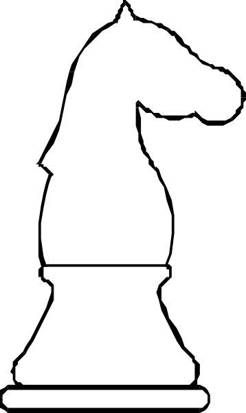 The black and white silhouette of a chess piece on top of another chess piece against a gray background with some pixelation visible in one corner.