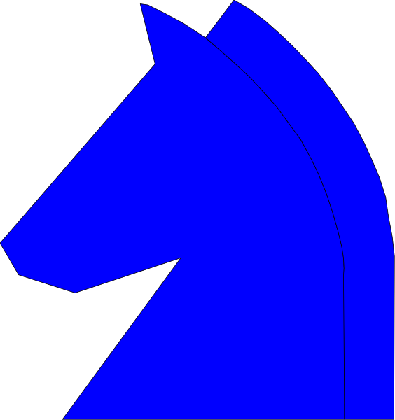 The image shows a blue chess knight on top of another piece that is partially visible at its base; both pieces appear to be in motion as if being moved across a board during gameplay.
