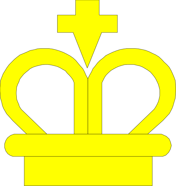 The image shows a black and white logo with two crown symbols on either side of an icon that resembles a cross between them; there is no text present in this clip-art illustration.