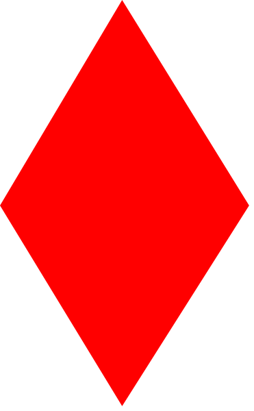 The image shows a red diamond shape with four sides against a gray background that has horizontal stripes of different shades from light to darker grey.