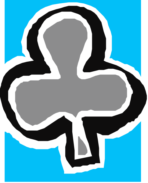 The image shows a black clover symbol on top of another object that appears to be blue with white trimming around it; both images have an outline effect making them stand out against their respective backgrounds.