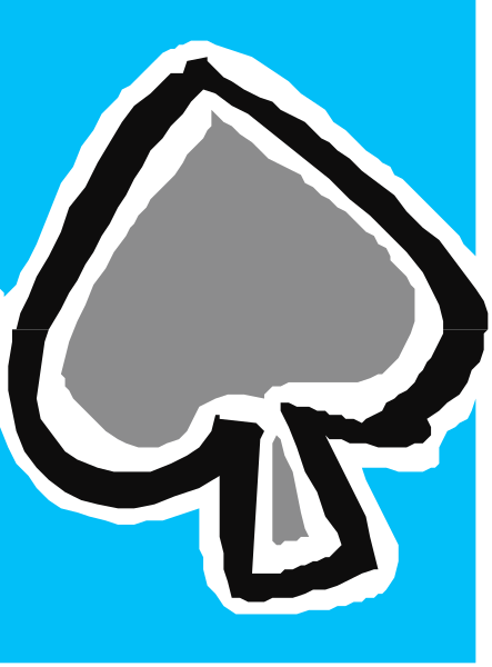 The image shows a playing card with an ace of spades symbol on it against a blue background.