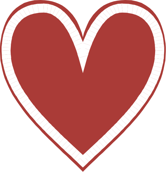 The image shows two red heart shapes with a white outline against a black background.