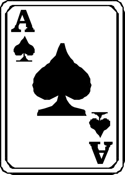 The image shows a playing card with an ace of spades design on it.