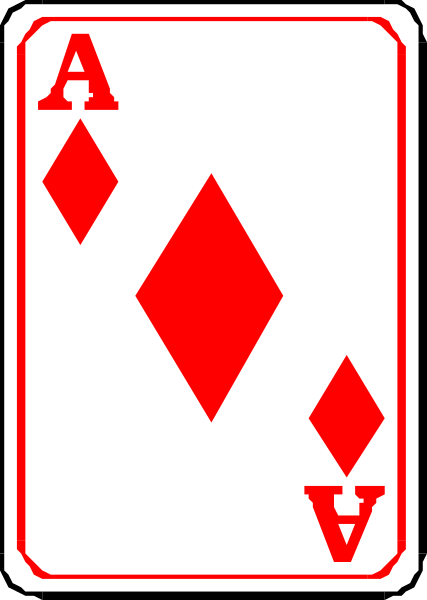 The card shows a diamond suit symbol with four diamonds on it against an Ace of Spades background.