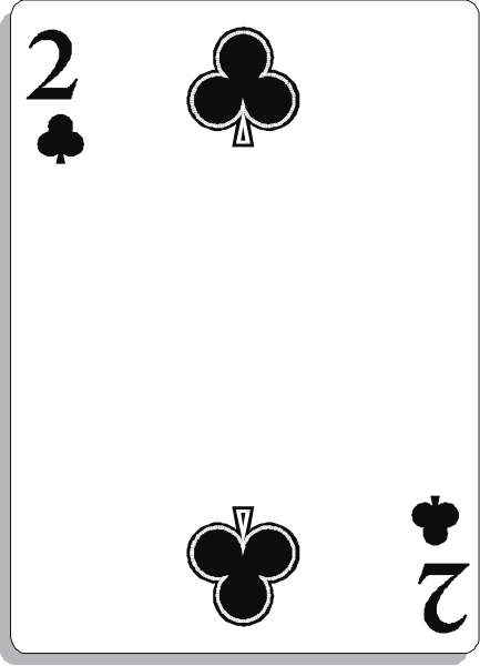 The card shows a royal flush of spades with an ace high: Ace of Spades (A), King of Spades (K), Queen of Spades (Q), Jack of Spads (J) and 10 of Spades (T). It is part of the deck, which includes other cards. The card has a white background and black markings indicating its value as "2" with two spade symbols on it. There are no people or animals in this image; only playing cards can be seen here. No actions take place within the frame of the clip-art