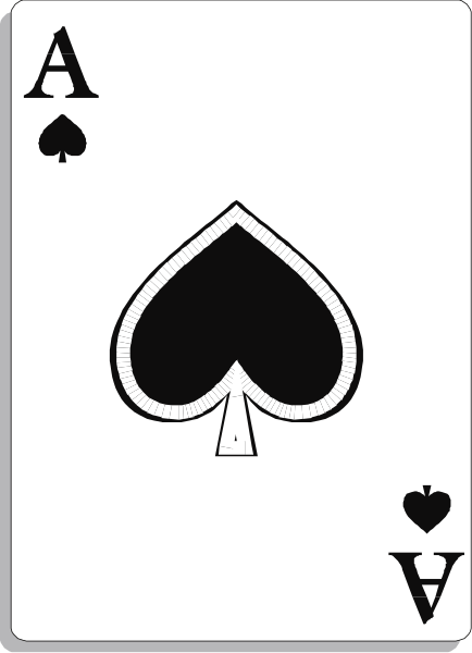 The card shows a black ace of spades with white detailing on it.